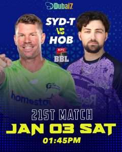 Sydney Thunder vs Hobart Hurricanes BBL 2025-26 Match 21 Prediction